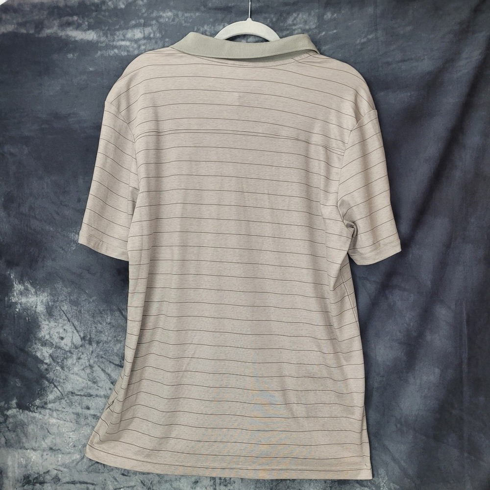 Calvin Klein Polo Shirt L‎ Gray Stripe Classic Fit Short Sleeve Casual Menswear - Picture 2 of 10
